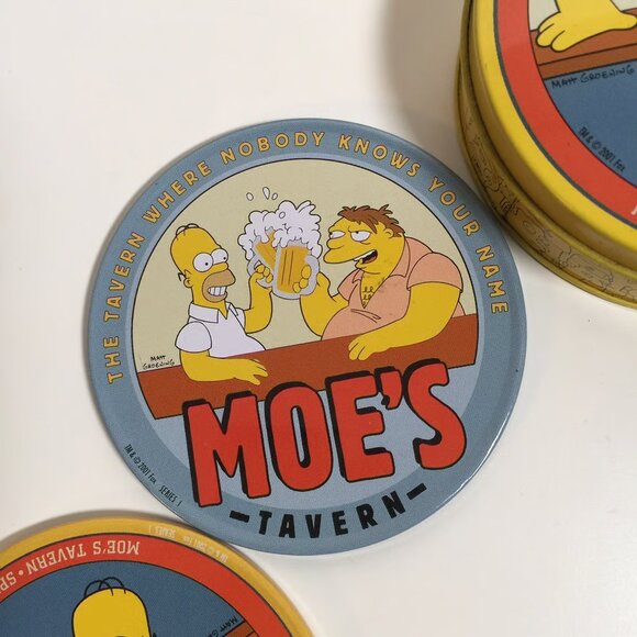 The Simpsons Duff Beer 4 Coaster Set in Tin 2001 - Picture 4 of 6